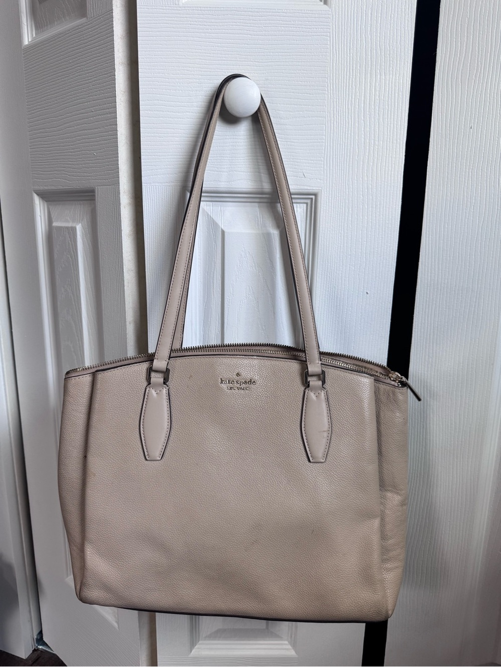 kate spade Neutral Pebble Leather Shoulder Tote